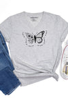 Kind Heart, Bold Wings V-Neck T-Shirt Grey