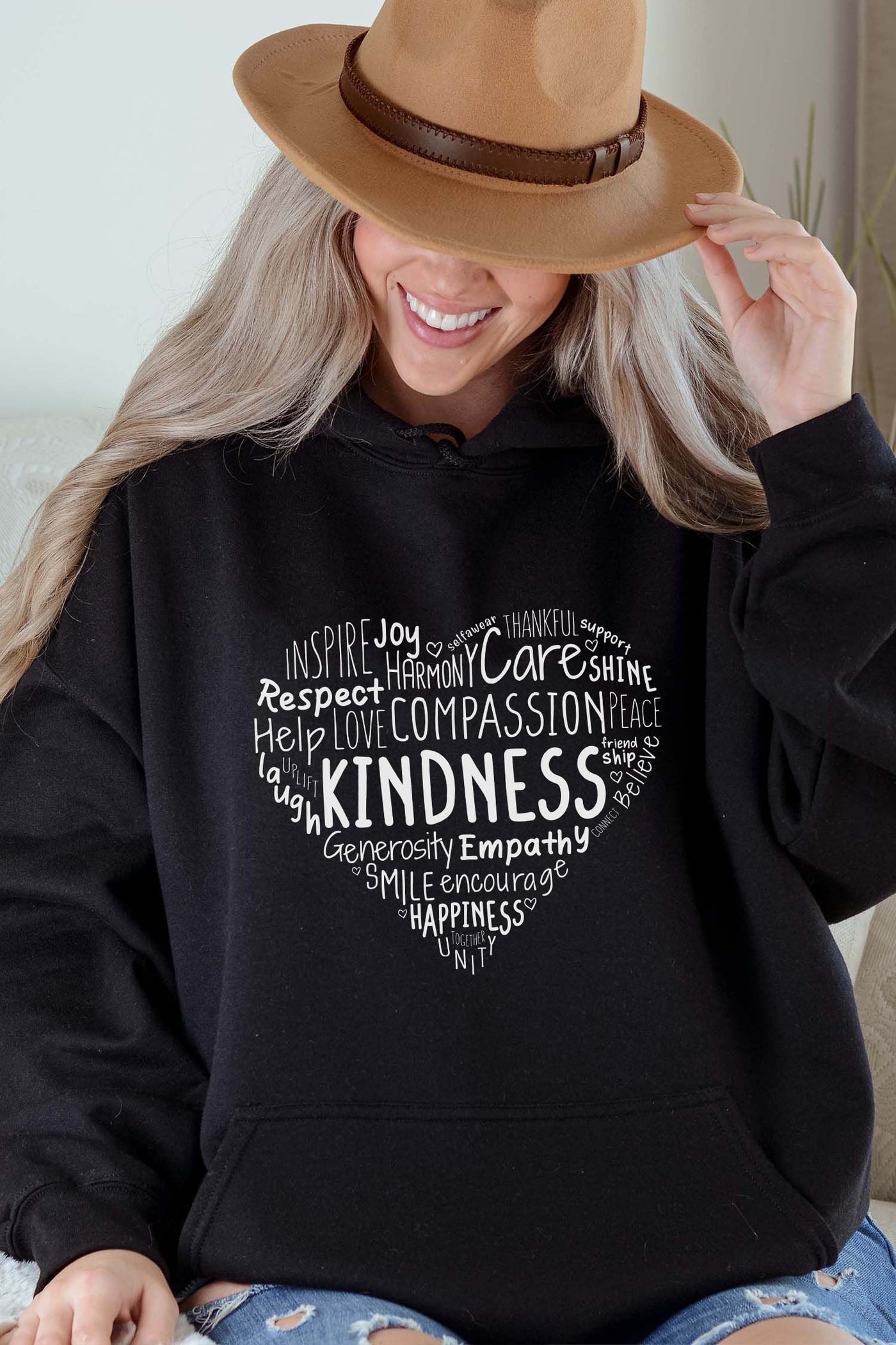 Kindness Heart Hoodie Black Shirts Selfawear 