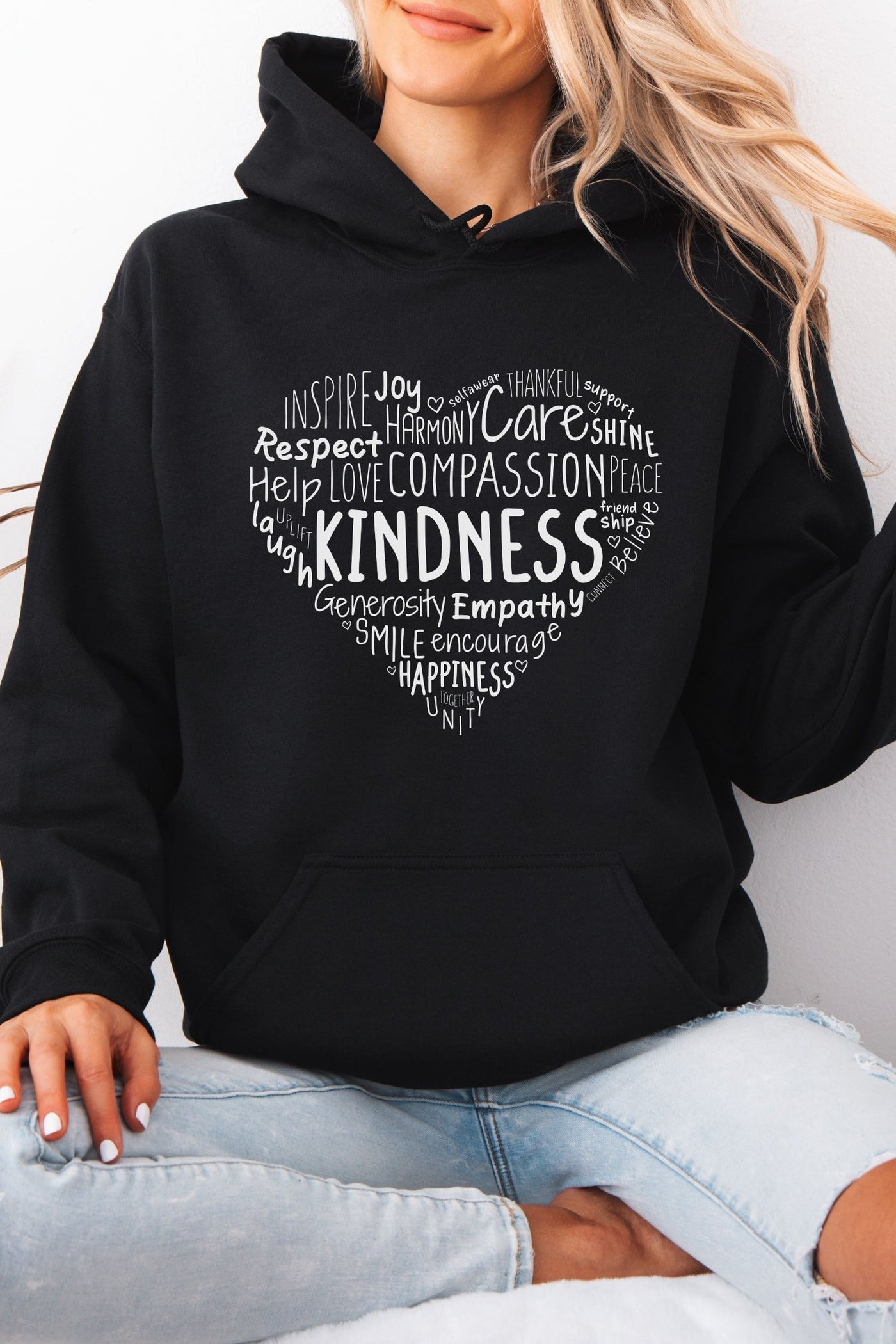 Kindness Heart Hoodie Black Shirts Selfawear 