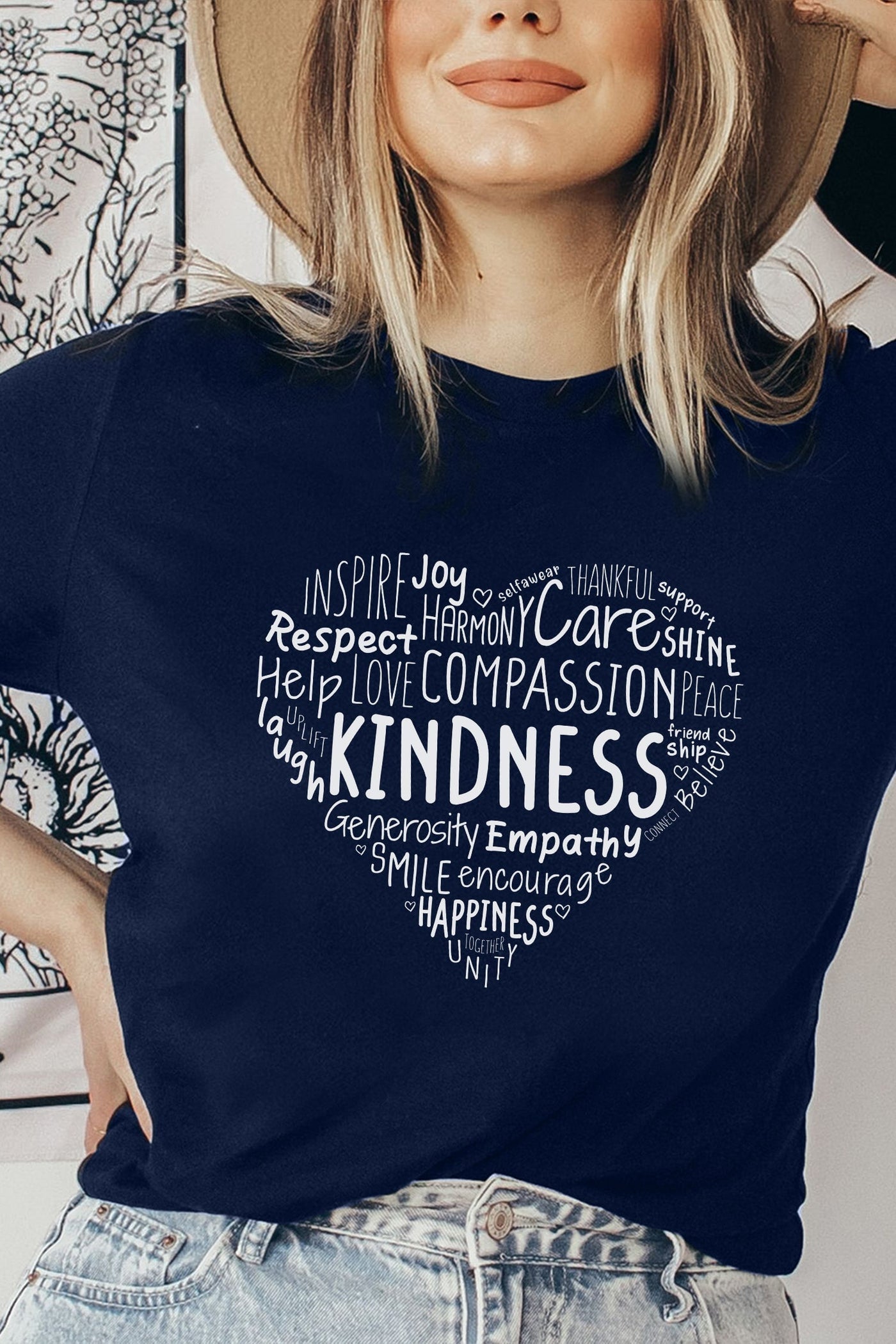 Kindness Matters T-Shirt Navy Shirts Selfawear 