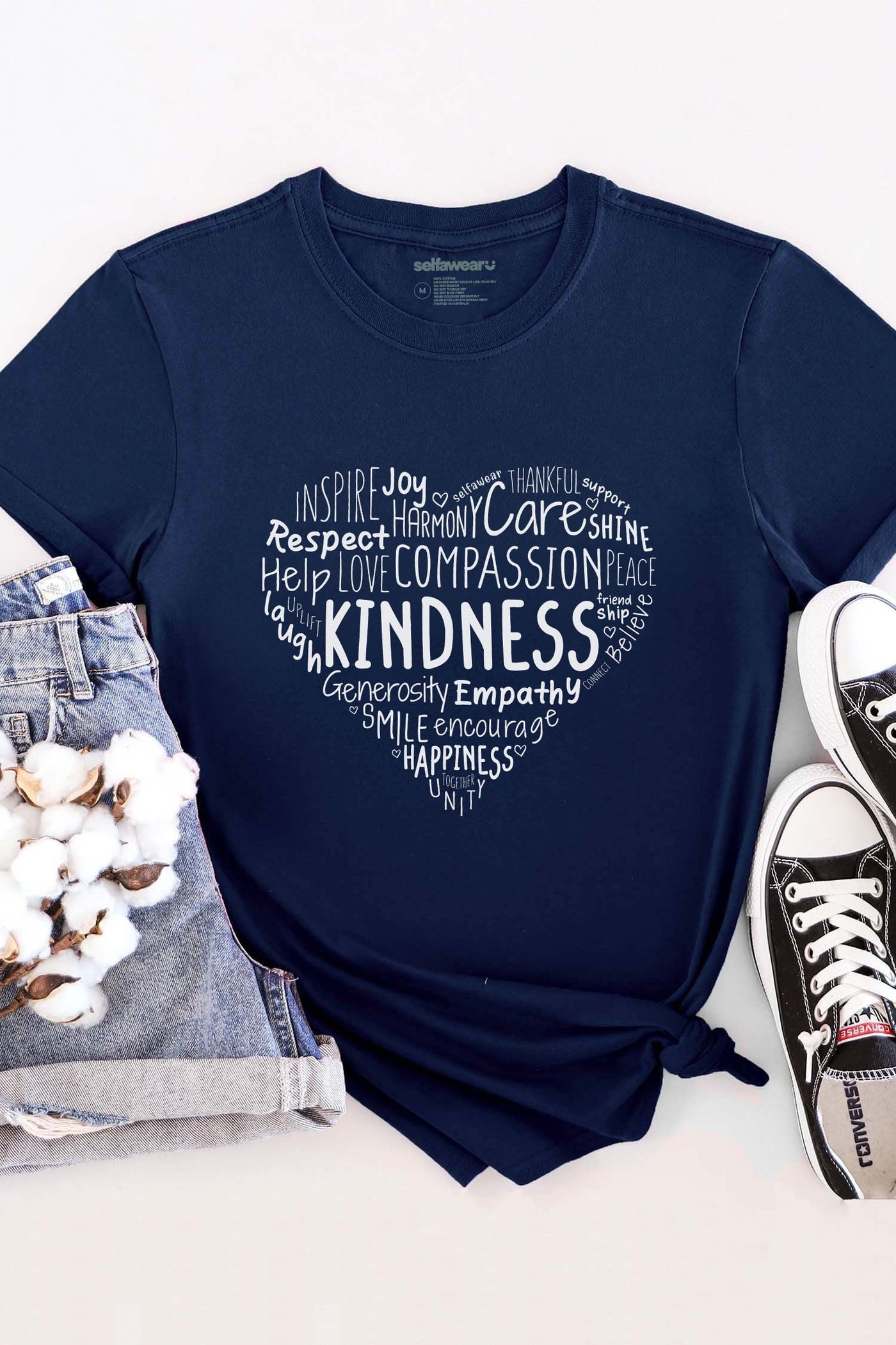 Kindness Matters T-Shirt Navy Shirts Selfawear 