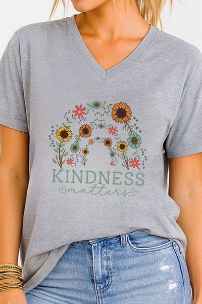 Kindness Matters V-Neck T-Shirt Grey V-Necks Selfawear 