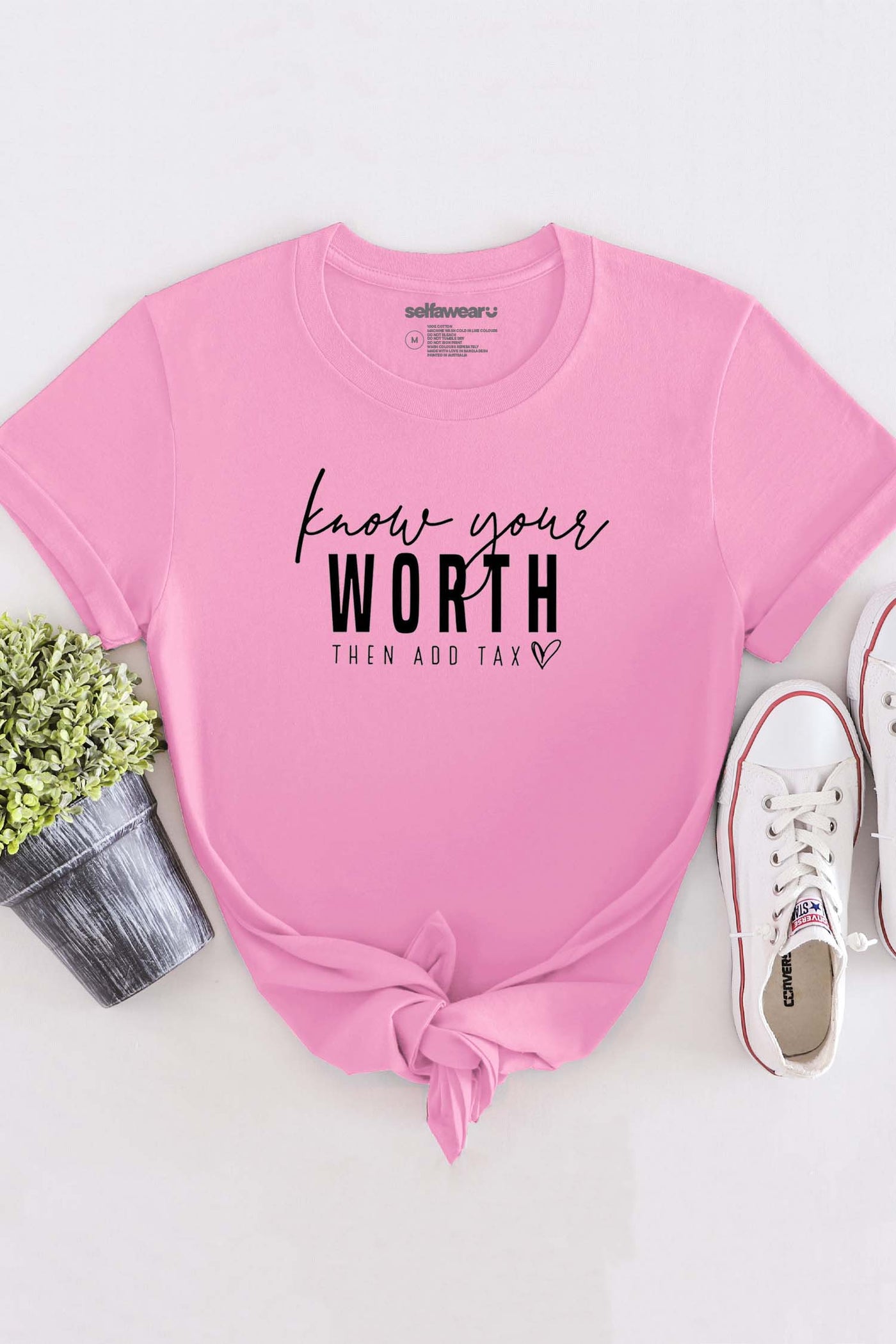 Know Your Worth T-Shirt Pink Shirts Selfawear 