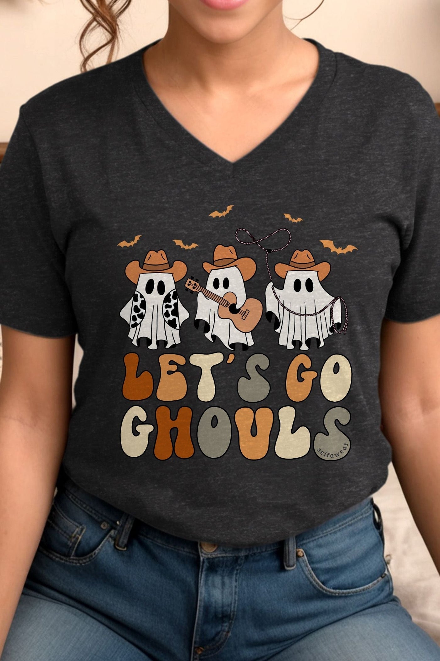 Let's go Ghouls V-Neck T-Shirt Ashe V-Necks Selfawear 