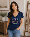 Let's Learn Today V-Neck T-Shirt Navy
