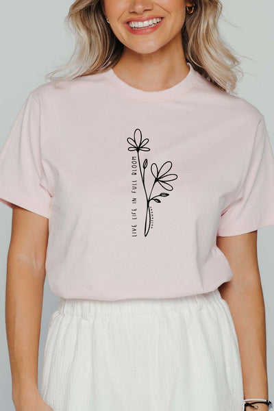 Live In Bloom T-Shirt Pale Pink Shirts Selfawear 
