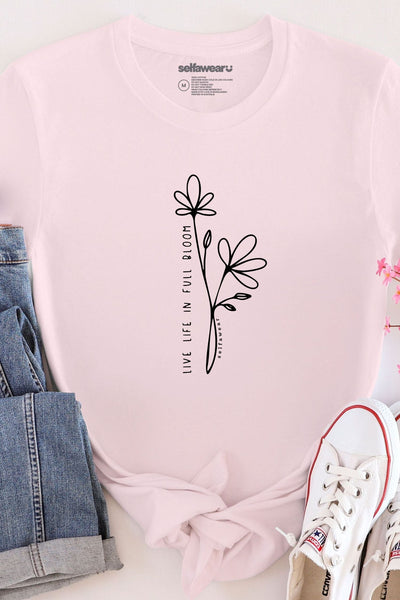 Live In Bloom T-Shirt Pale Pink Shirts Selfawear 