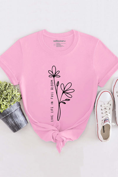 Live In Bloom T-Shirt Pink Shirts Selfawear 