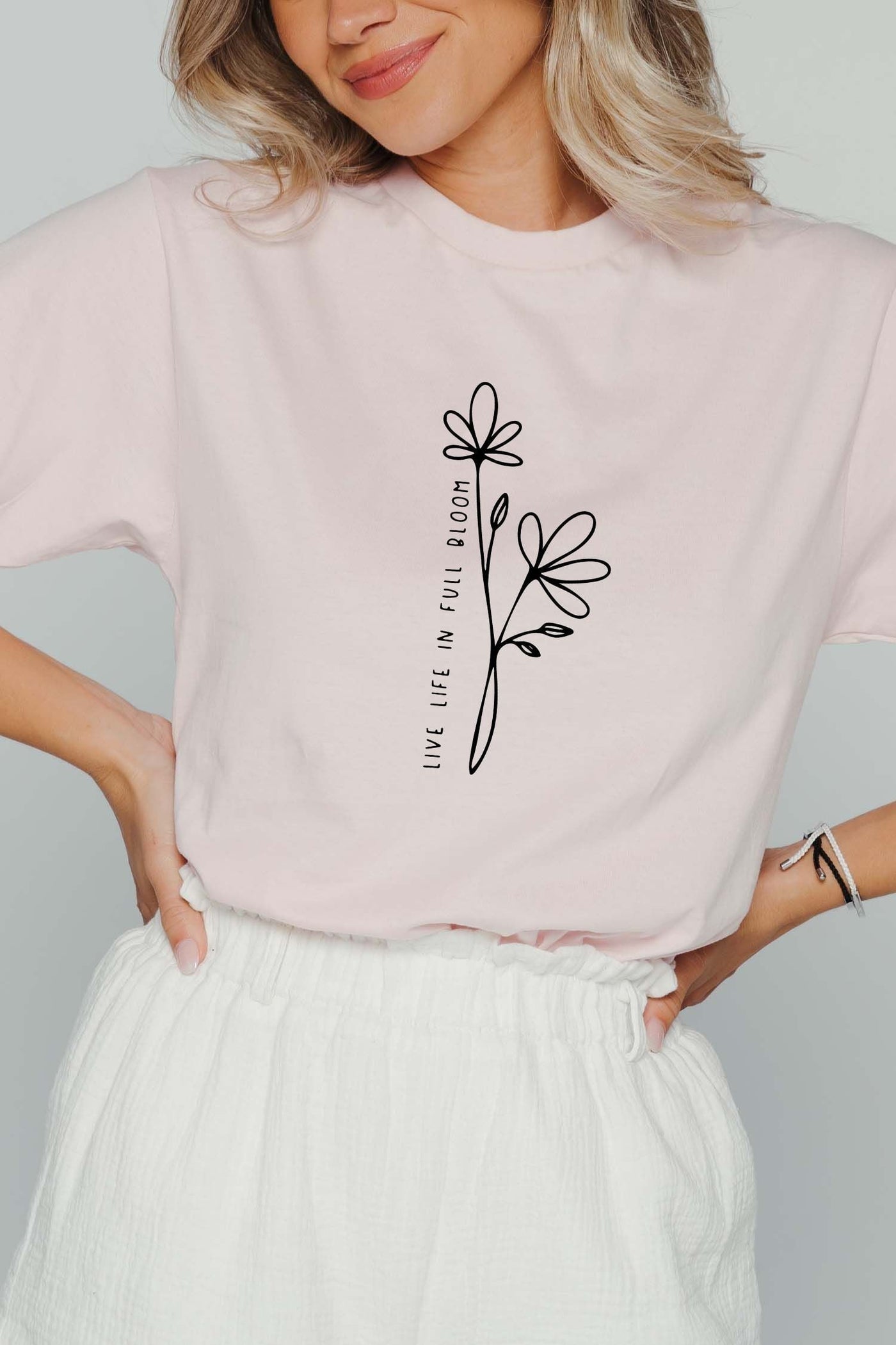 Live In Bloom T-Shirt Pink Shirts Selfawear 