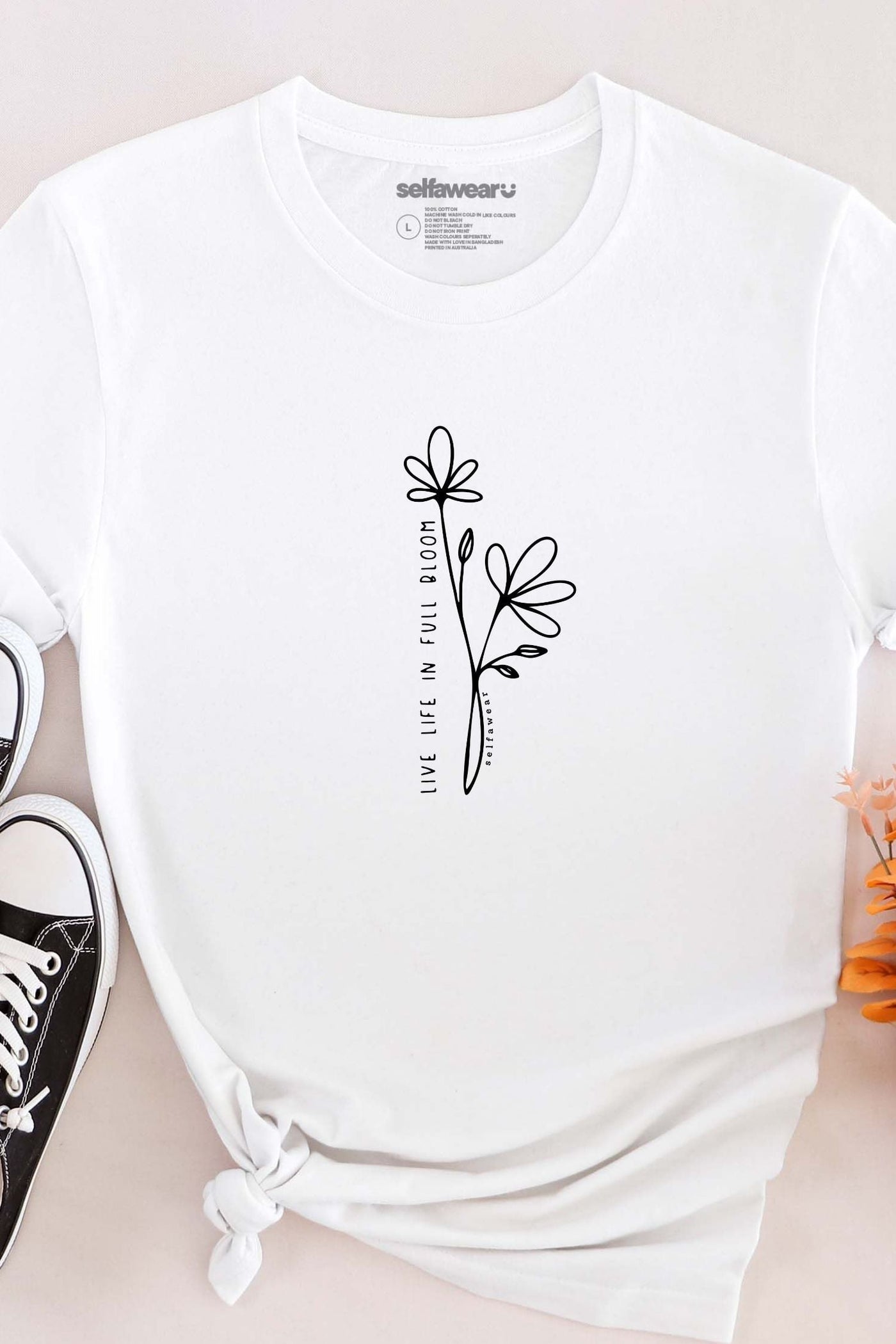 Live In Bloom T-Shirt White Shirts Selfawear 