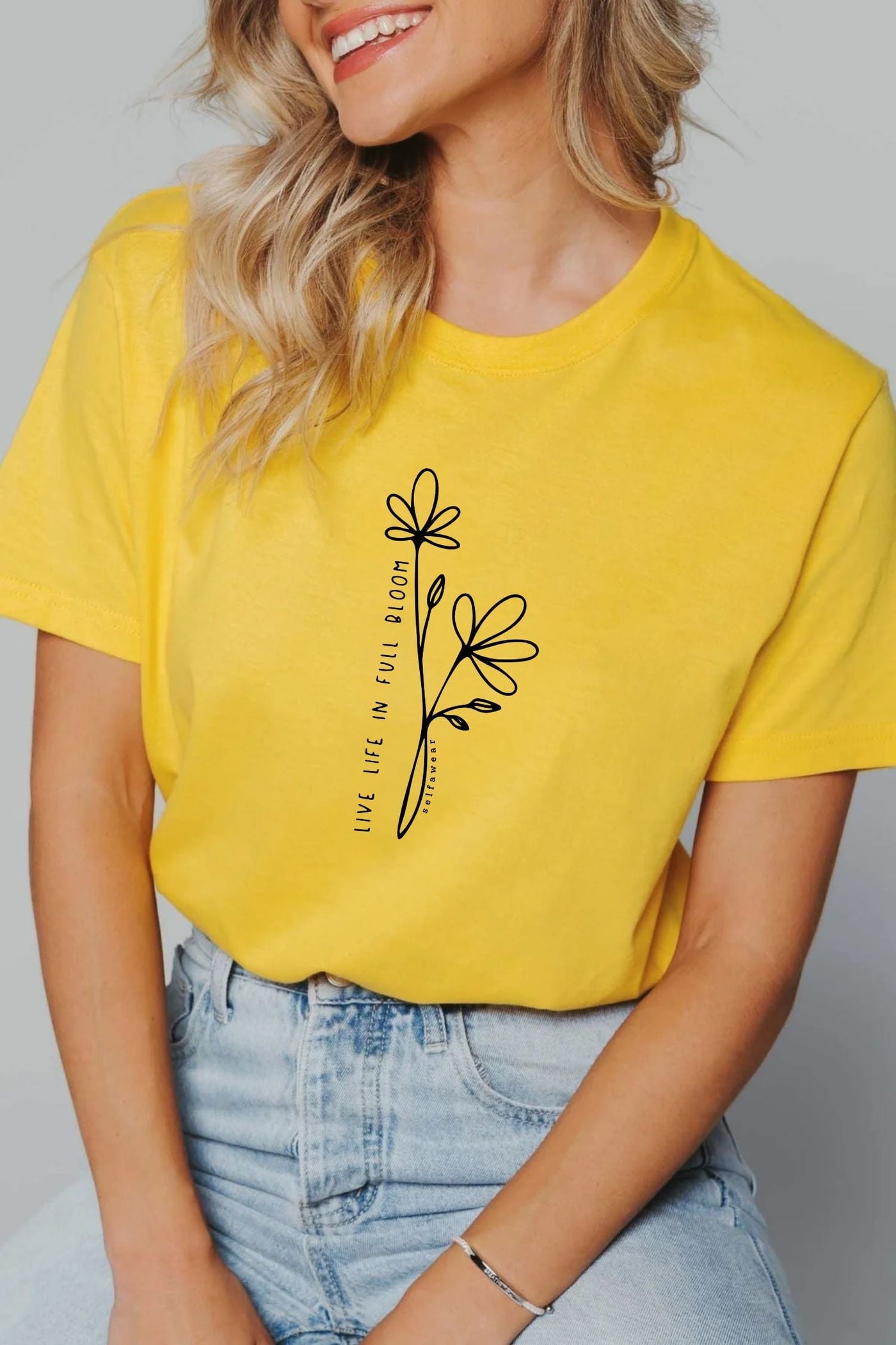 Live In Bloom T-Shirt Yellow Shirts Selfawear 