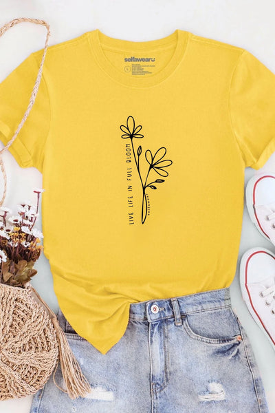 Live In Bloom T-Shirt Yellow Shirts Selfawear 