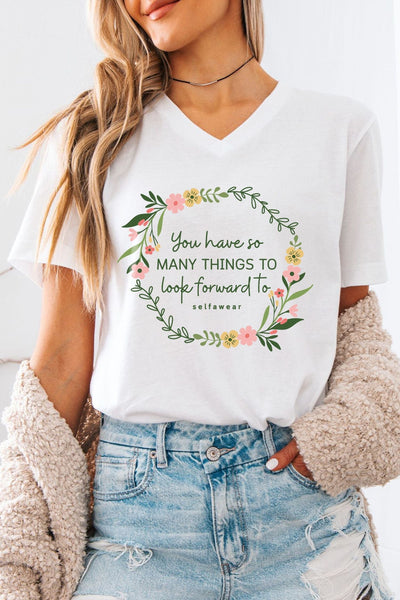 Look Forward V-Neck T-Shirt White V-Necks Selfawear 