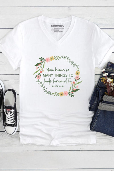 Look Forward V-Neck T-Shirt White V-Necks Selfawear 
