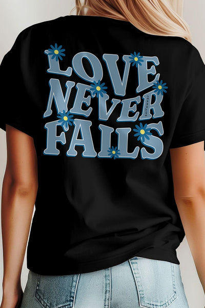 Love Never Fails T-Shirt Black Shirts Selfawear 