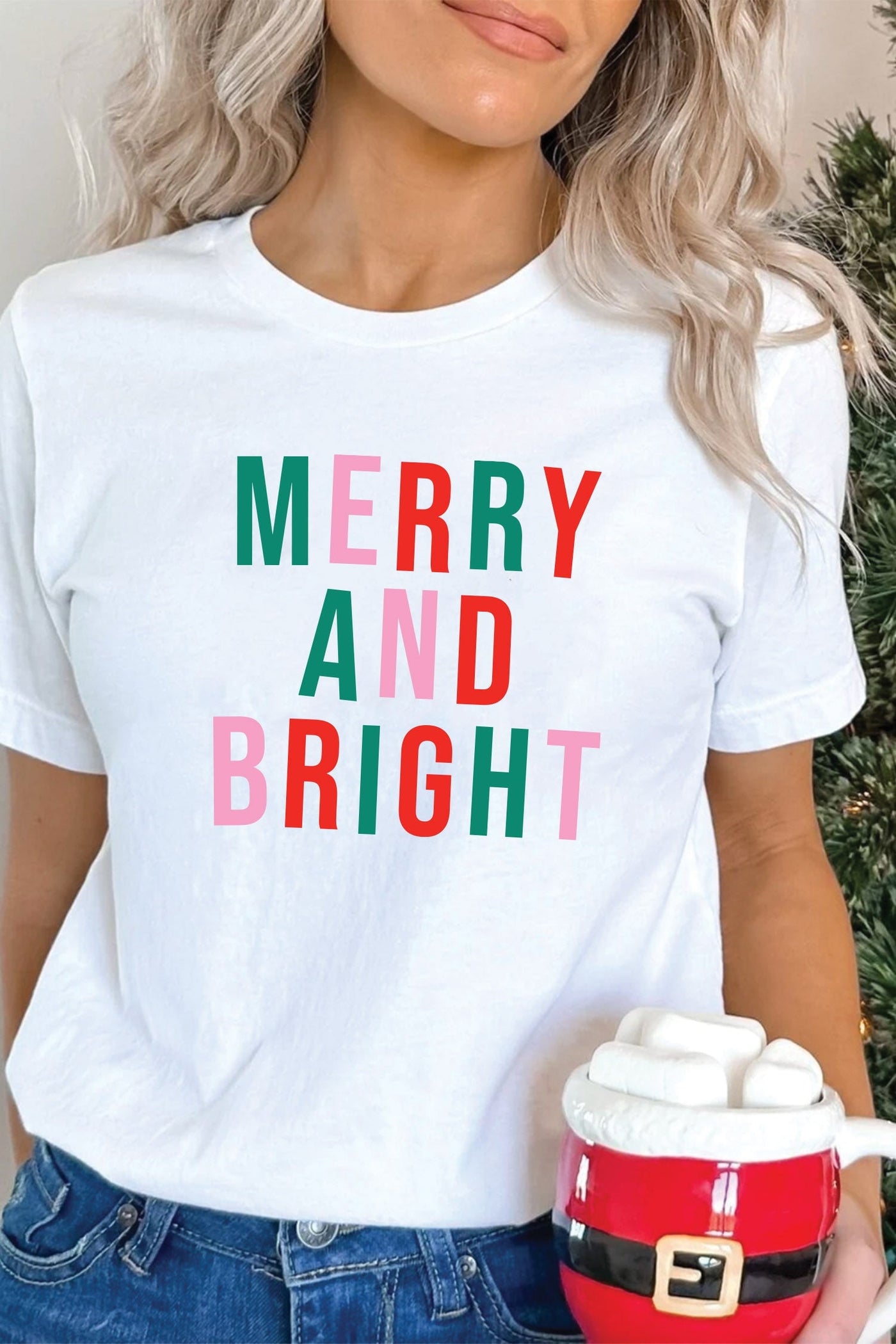 Merry & Bright Tapered T-Shirt White Shirts Selfawear 