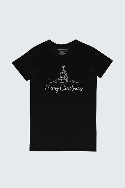 Merry Christmas Tapered T-Shirt Black Shirts Selfawear 