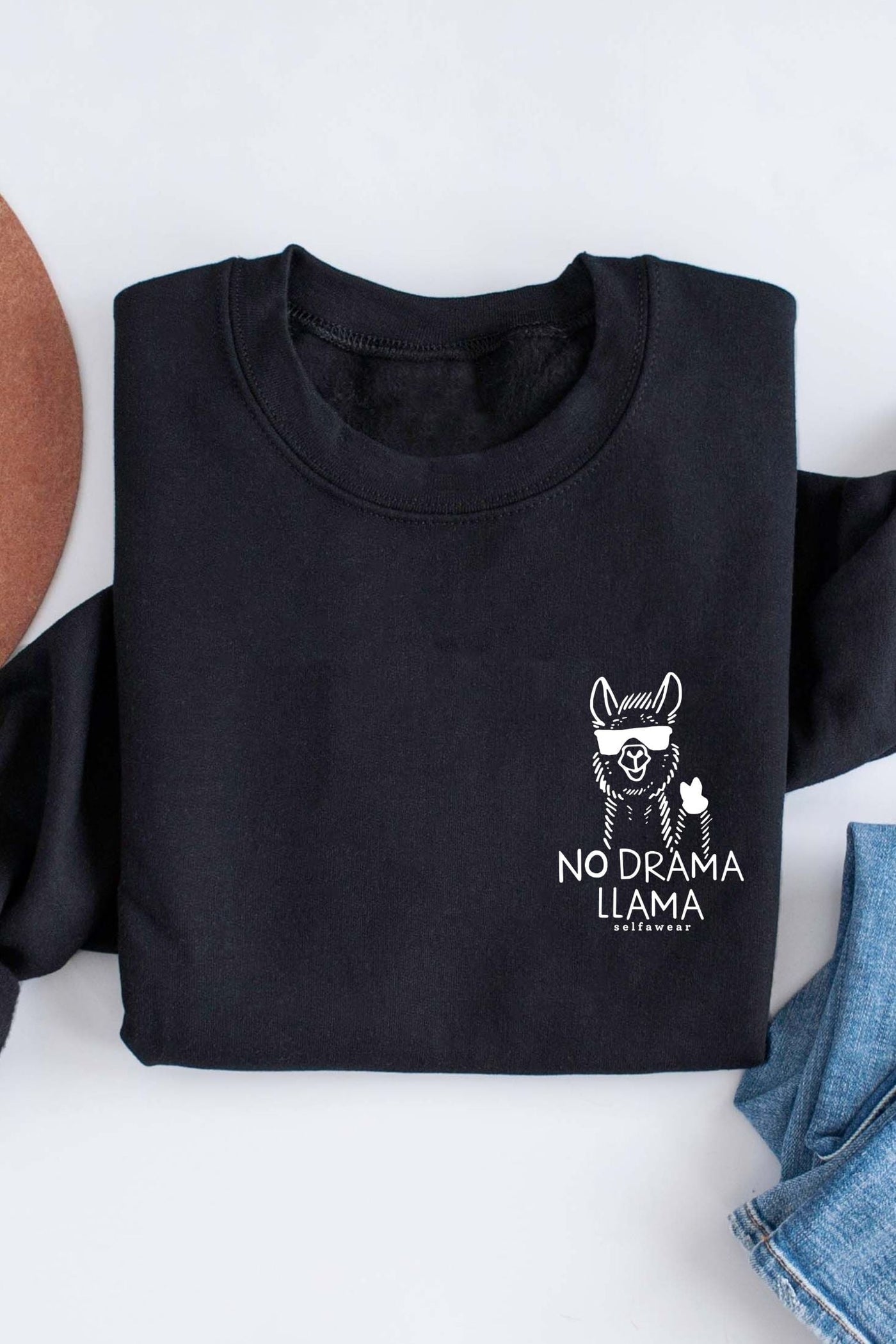 No Drama Llama Sweatshirt Black Sweatshirt Selfawear 
