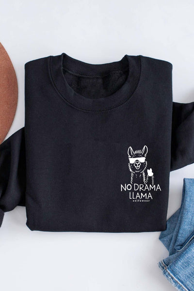 No Drama Llama Sweatshirt Black Sweatshirt Selfawear 