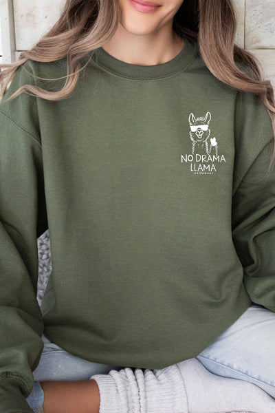 No Drama Llama Sweatshirt Olive Sweatshirt Selfawear 
