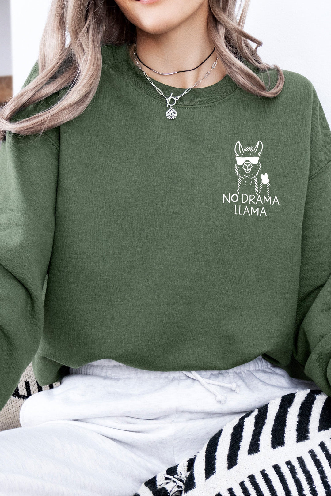 No Drama Llama Sweatshirt Olive