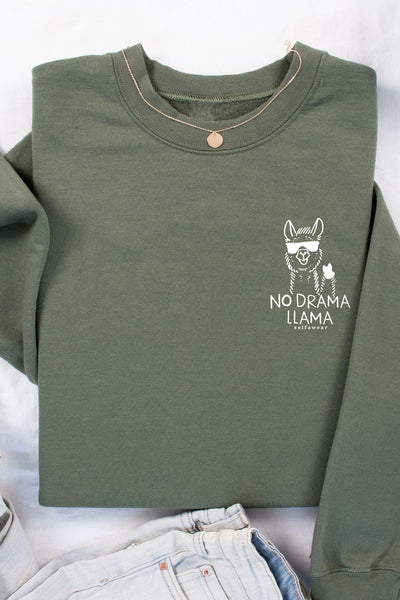 No Drama Llama Sweatshirt Olive Sweatshirt Selfawear 