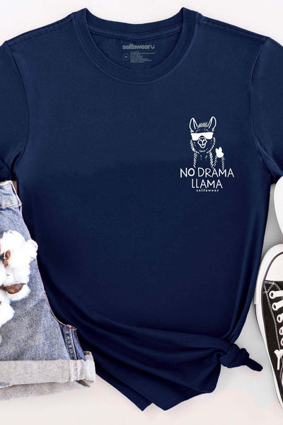 No Drama Llama T-Shirt Navy Shirts Selfawear 