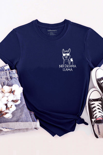 No Drama Llama T-Shirt Navy Shirts Selfawear 