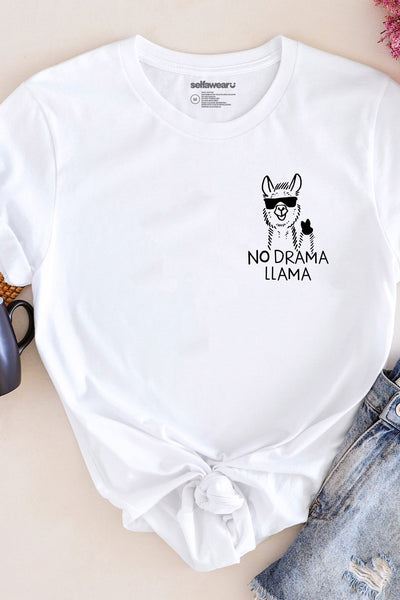 No Drama Llama T-Shirt White Shirts Selfawear 