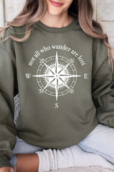Not All Who Wander Sweatshirt Sage Sweatshirt Selfawear 