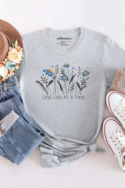 One Day at a Time T-Shirt Grey Shirts Selfawear 