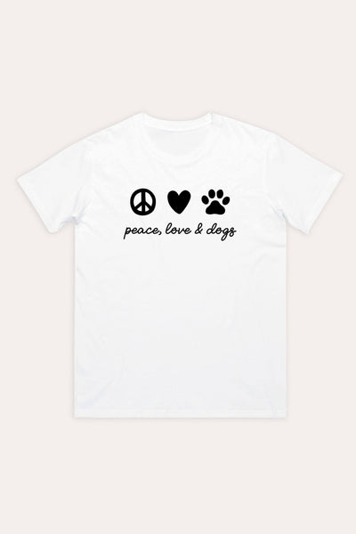 Peace Love & Dogs Tapered T-Shirt White Shirts Selfawear 