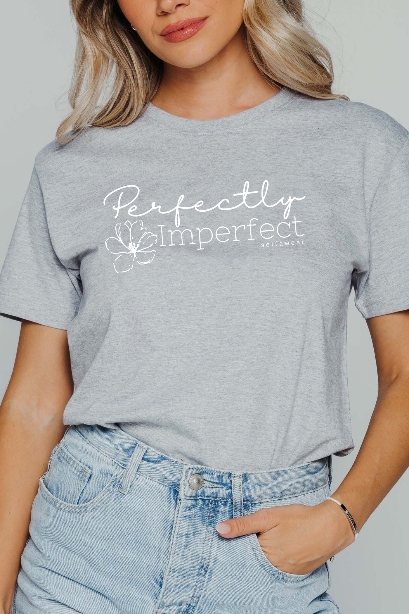 Perfectly Imperfect Flower T-Shirt Grey Shirts Selfawear 