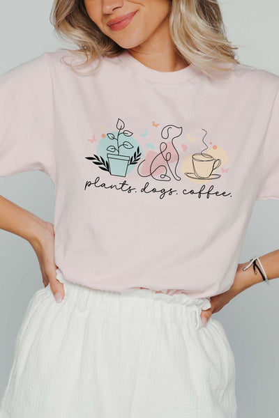 Plants, Dogs & Coffee Pale Pink Shirts Selfawear 