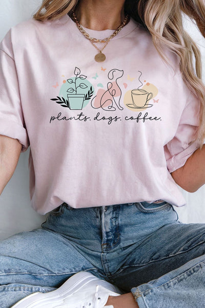 Plants, Dogs & Coffee Pale Pink Shirts Selfawear 