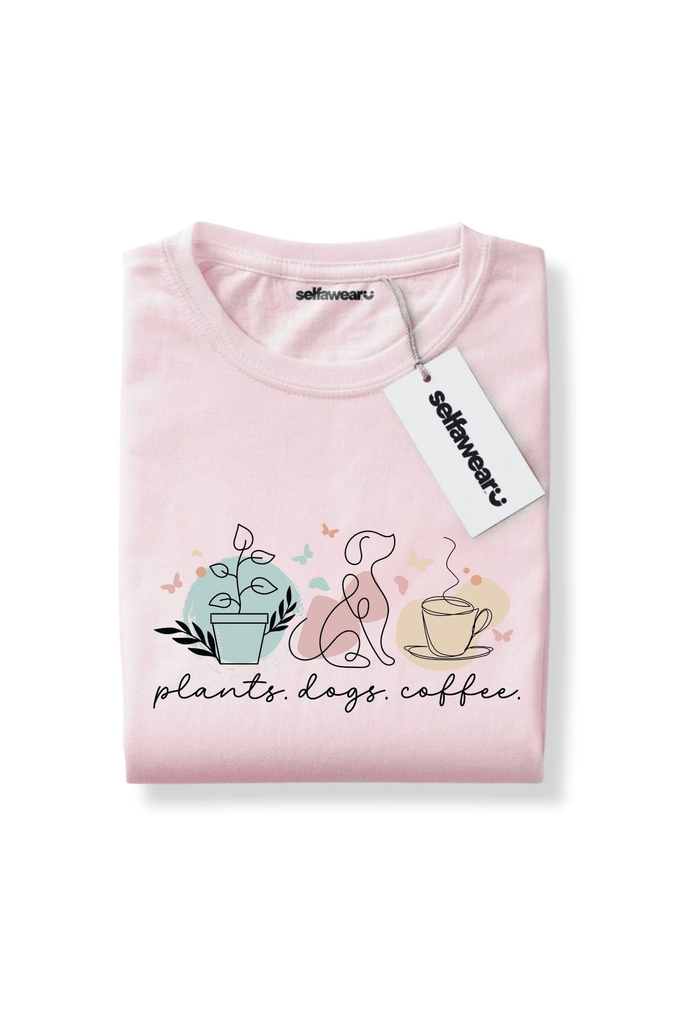 Plants, Dogs & Coffee Pale Pink Shirts Selfawear 
