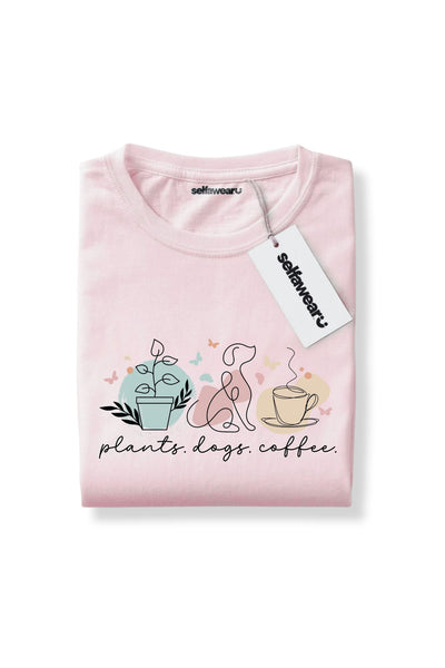 Plants, Dogs & Coffee Pale Pink Shirts Selfawear 