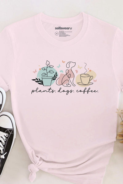 Plants, Dogs & Coffee Pale Pink Shirts Selfawear 