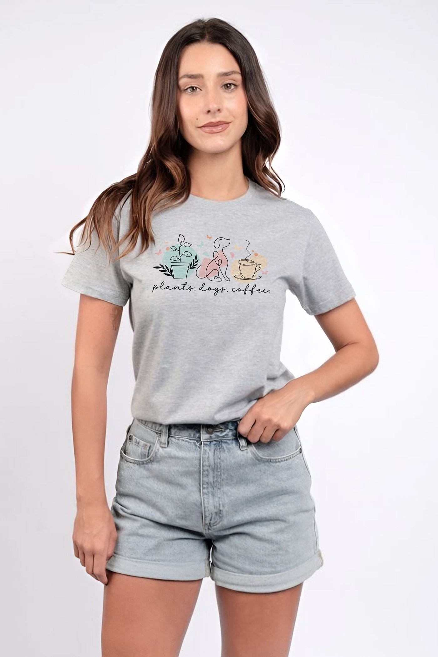 Plants, Dogs & Coffee T-Shirt Grey Shirts Selfawear 