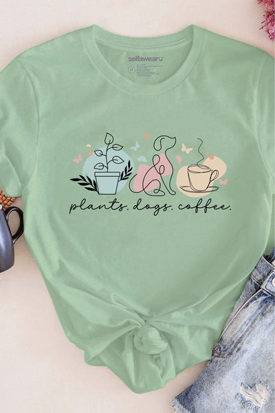 Plants, Dogs & Coffee T-Shirt Matcha Shirts Selfawear 