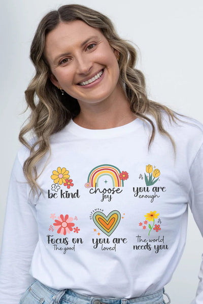 Positive Long Sleeve T-Shirt White Shirts Selfawear 