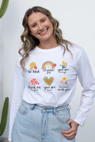Positive Long Sleeve T-Shirt White Shirts Selfawear 