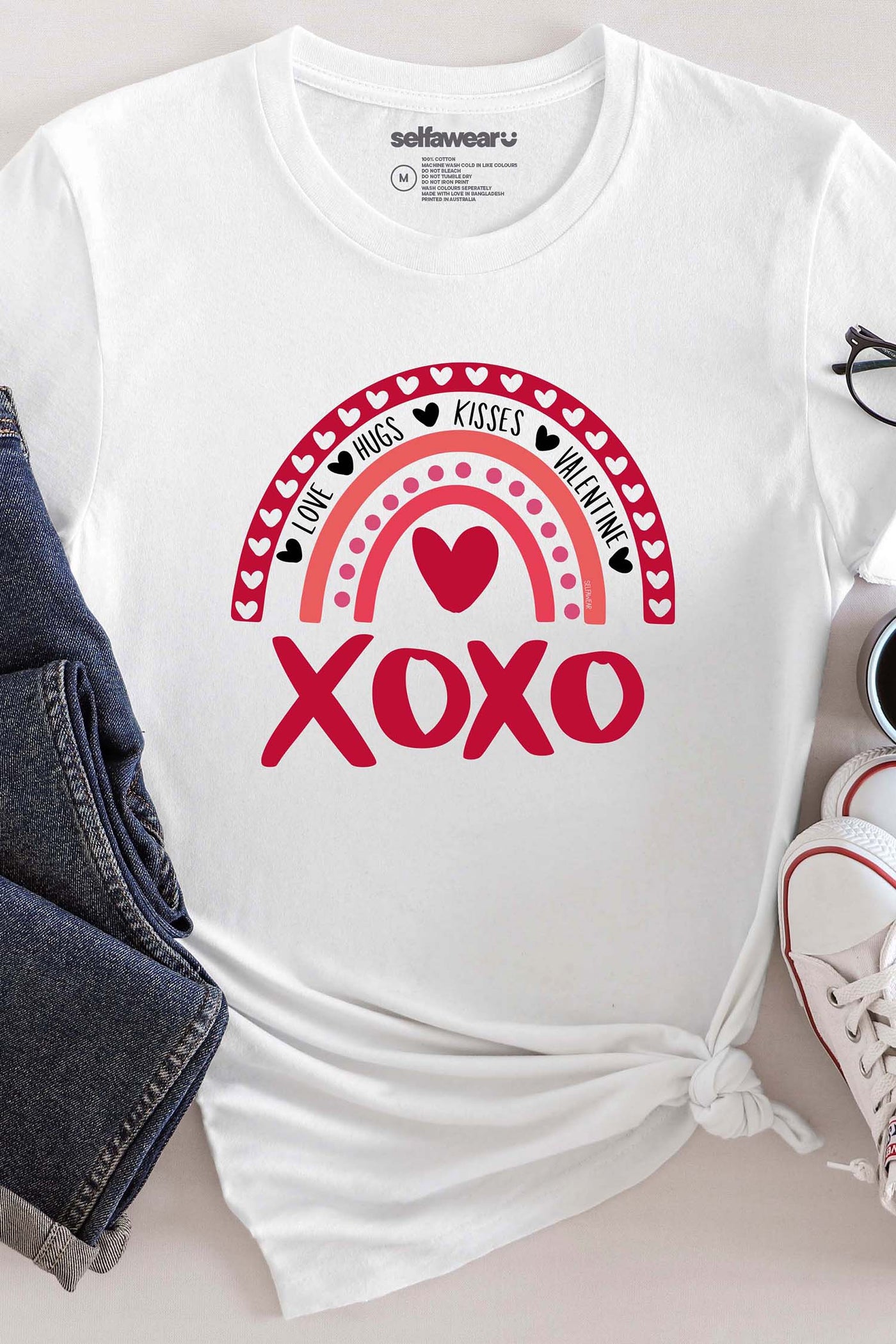 Rainbow XOXO T-Shirt White Shirts Selfawear 