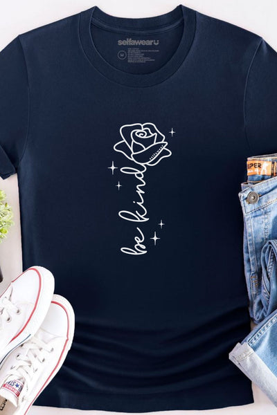 Rose Be Kind T-Shirt Navy Shirts Selfawear 