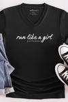 Run Like a Girl V-Neck T-Shirt Black