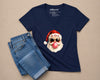 Santa V-Neck T-Shirt Navy