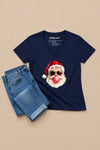 Santa V-Neck T-Shirt Navy