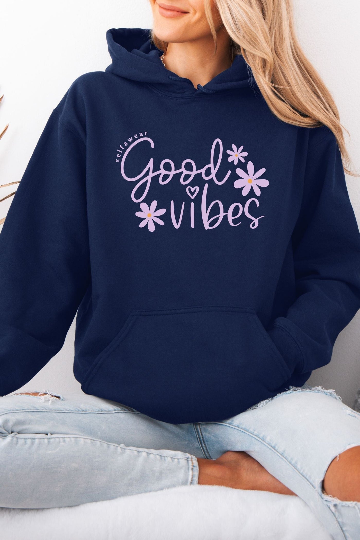 Selfawear Good Vibes Hoodie Navy Hoodie Selfawear 