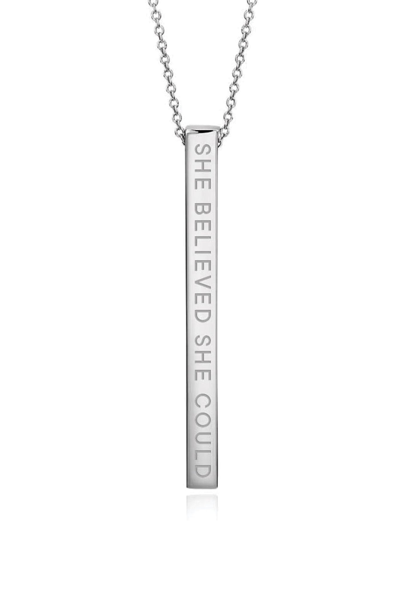 "She Believed She Could So She Did" Bar Necklace Bar Necklace Selfawear 