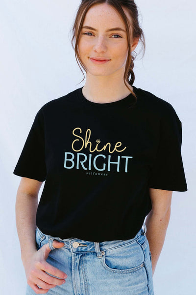 Shine Bright T-Shirt Black Shirts Selfawear 